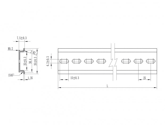 Delock Hutschiene 35 x 7,5 mm (50 cm) Aluminium
