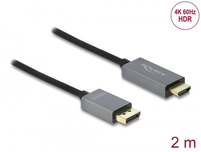 Delock Aktives DisplayPort 1.4 zu HDMI Kabel 4K 60 Hz (HDR) 2 m
