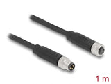 Delock M8 A-kodiert 3 Pin Kabel Stecker zu Buchse PUR (TPU) 1 m