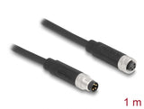 Delock M8 A-kodiert 4 Pin Kabel Stecker zu Buchse PUR (TPU) 1 m