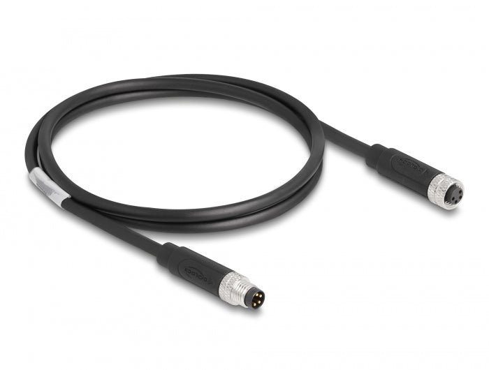 Delock M8 A-kodiert 4 Pin Kabel Stecker zu Buchse PUR (TPU) 1 m