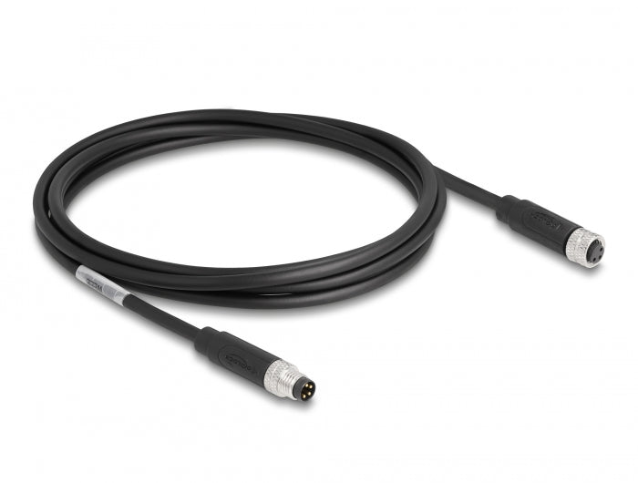 Delock M8 A-kodiert 4 Pin Kabel Stecker zu Buchse PUR (TPU) 2 m