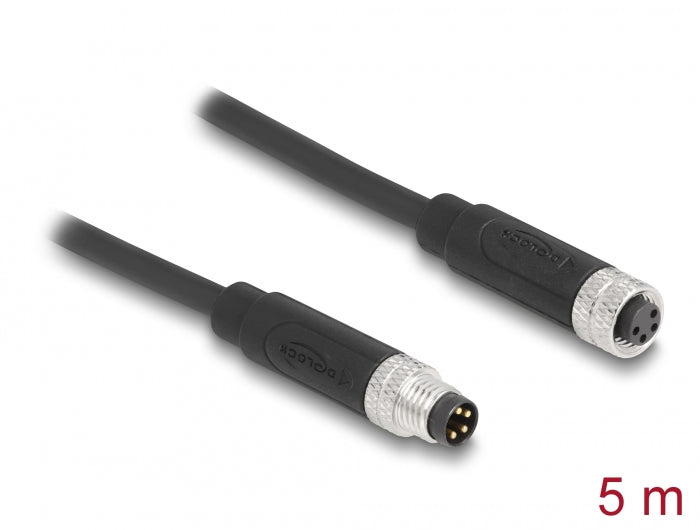 Delock M8 A-kodiert 4 Pin Kabel Stecker zu Buchse PUR (TPU) 5 m