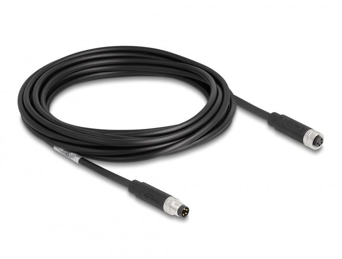 Delock M8 A-kodiert 4 Pin Kabel Stecker zu Buchse PUR (TPU) 5 m