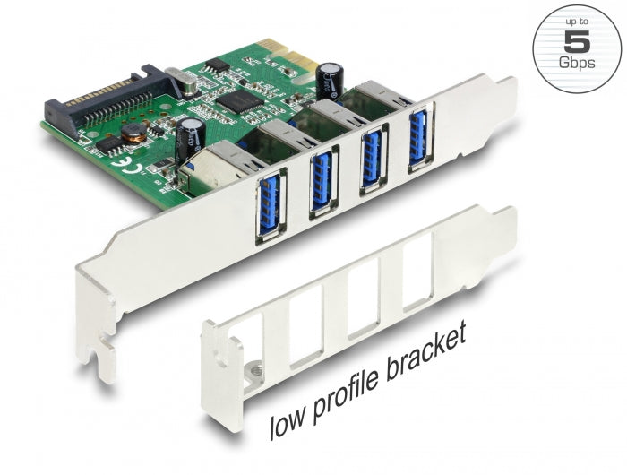 Delock PCI Express x1 Karte zu 4 x extern USB Typ-A Buchse USB 5 Gbps