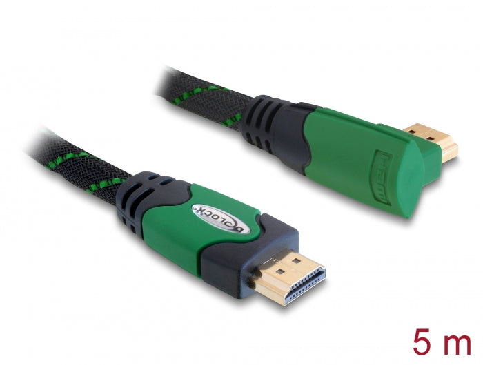 Delock Kabel High Speed HDMI mit Ethernet – HDMI A Stecker > HDMI A Stecker gewinkelt 4K 5 m