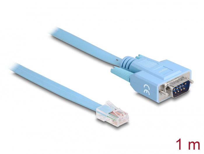 Delock Adapter RS-232 DB9 Stecker zu 1 x Seriell RS-232 RJ45 Stecker 1 m