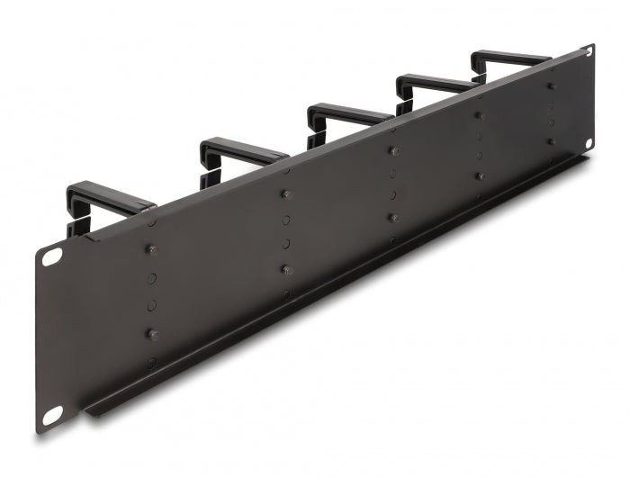 Delock 19″ Kabelmanagement Rangierpanel mit 10 Kunststoffbügel 2 HE schwarz