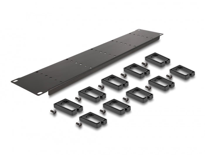 Delock 19″ Kabelmanagement Rangierpanel mit 10 Kunststoffbügel 2 HE schwarz
