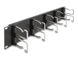Delock 19″ Kabelmanagement Rangierpanel mit 10 Metallbügel 2 HE schwarz