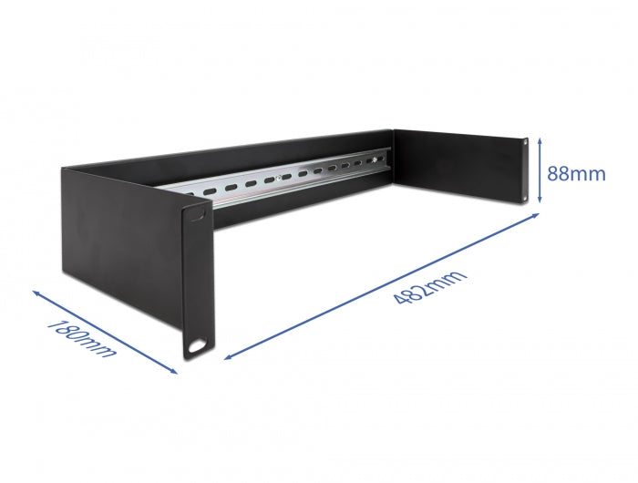 Delock 19″ Hutschienenpanel 2 HE schwarz