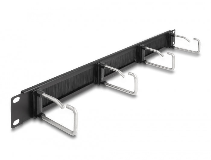 Delock 19″ Kabelmanagement Bürstenleiste mit 4 Metallbügel 1 HE schwarz