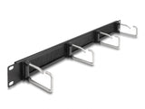 Delock 19″ Kabelmanagement Bürstenleiste mit 4 Metallbügel 1 HE schwarz