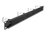 Delock 19″ Kabelmanagement Bürstenleiste mit 4 Metallbügel 1 HE schwarz