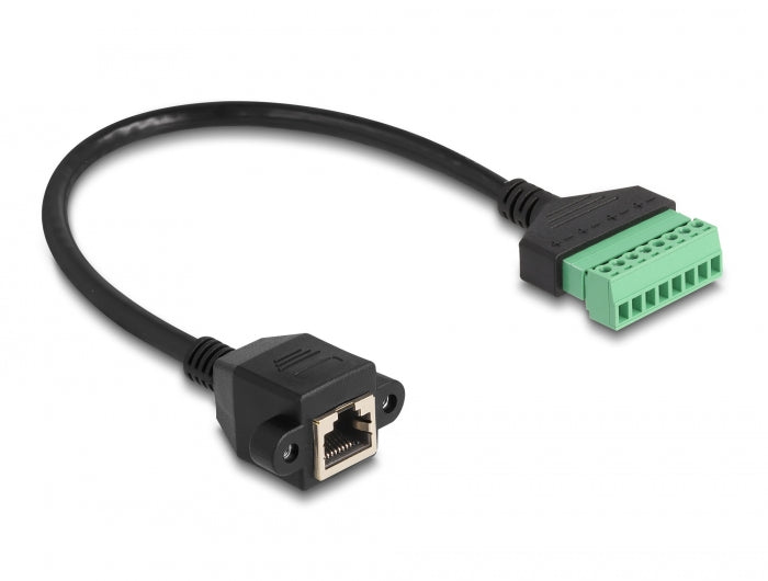 Delock RJ45 Kabel Cat.6 Buchse zu Terminalblock Adapter zum Einbau 30 cm 2-teilig