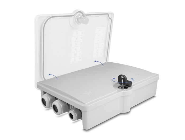 Delock LWL Verteilerbox für Innen- und Außenbereich IP55 wasserfest abschließbar 6 Port grau
