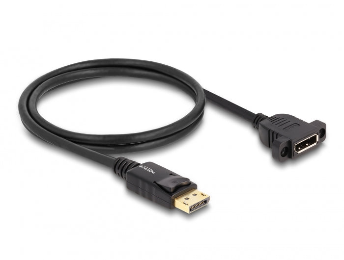 Delock DisplayPort 1.4 Kabel 8K 30 Hz Stecker zu Buchse 1 m zum Einbau schwarz