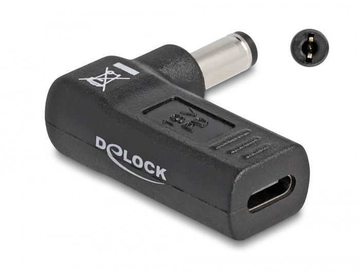 Delock Adapter für Notebook Ladekabel USB Type-C™ Buchse zu 5,5 x 2,1 mm Stecker 90° gewinkelt