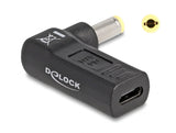 Delock Adapter für Notebook Ladekabel USB Type-C™ Buchse zu 5,5 x 2,5 mm Stecker 90° gewinkelt