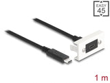 Delock Easy 45 Modul SuperSpeed USB 10 Gbps (USB 3.2 Gen 2) USB Type-C™ Buchse zu USB Type-C™ Stecker mit Kabelpeitsche, 22,5 x 45 mm