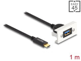 Delock Easy 45 Modul SuperSpeed USB 10 Gbps (USB 3.2 Gen 2) USB Typ-A Buchse zu USB Type-C™ Stecker mit Kabelpeitsche, 22,5 x 45 mm