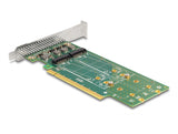 Delock PCI Express 4.0 x16 Karte zu 4 x intern NVMe M.2 Key M 110 mm - Bifurcation - Low Profile Formfaktor