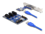 Delock Riser Karte PCI Express x1 zu 3 x PCIe x1 mit 50 cm USB Kabel