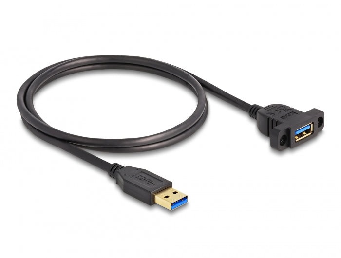 Delock SuperSpeed USB 5 Gbps (USB 3.2 Gen 1) Kabel USB Typ-A Stecker zu Buchse 1 m zum Einbau schwarz