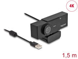 Delock USB UHD Webcam mit Mikrofon 4K 30 Hz 110° Blickwinkel und Stativ