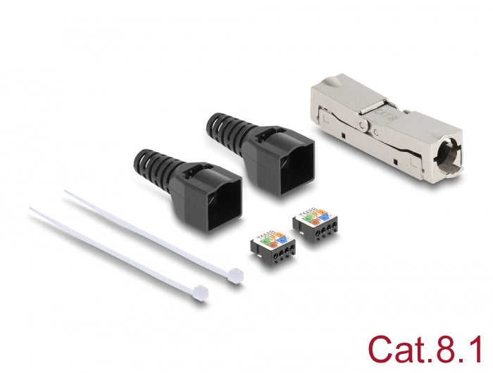 Delock RJ45 Verbinder LSA zu LSA mit Knickschutztülle Cat.8.1 werkzeugfrei