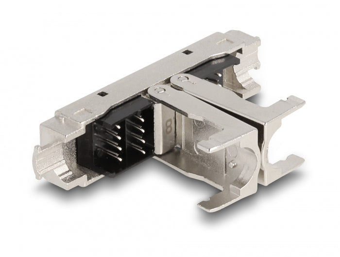 Delock RJ45 Verbinder LSA zu LSA mit Knickschutztülle Cat.8.1 werkzeugfrei