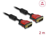 Delock Kabel DVI 24+1 Stecker > DVI 24+1 Stecker 2 m rot Metall