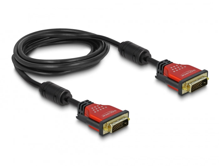 Delock Kabel DVI 24+1 Stecker > DVI 24+1 Stecker 3 m rot Metall