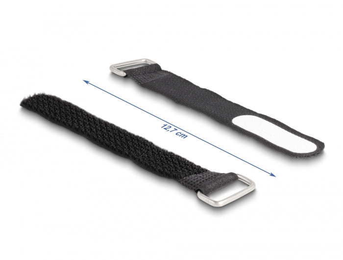 Delock Klettkabelbinder mit Schlaufe und Beschriftungsfeld L 127 x B 20 mm schwarz 5 Stück