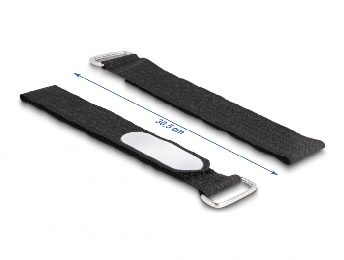 Delock Klettkabelbinder mit Schlaufe und Beschriftungsfeld L 305 x B 25 mm schwarz 5 Stück