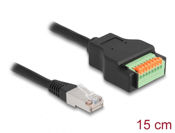 Delock RJ45 Kabel Cat.5e Stecker zu Terminalblock Adapter mit Drucktaster 15 cm