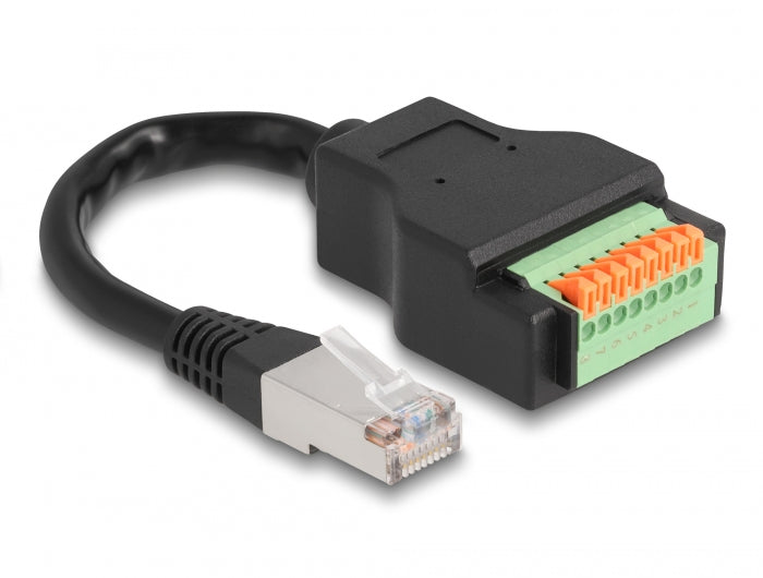 Delock RJ45 Kabel Cat.5e Stecker zu Terminalblock Adapter mit Drucktaster 15 cm