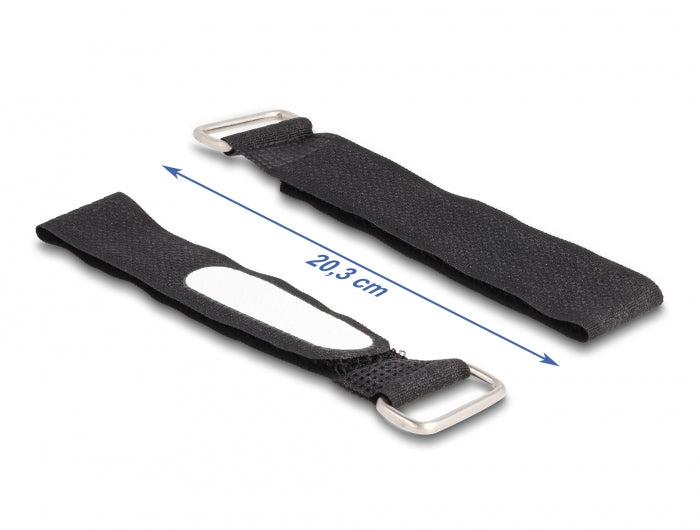 Delock Klettkabelbinder mit Schlaufe und Beschriftungsfeld L 203 x B 20 mm schwarz 5 Stück