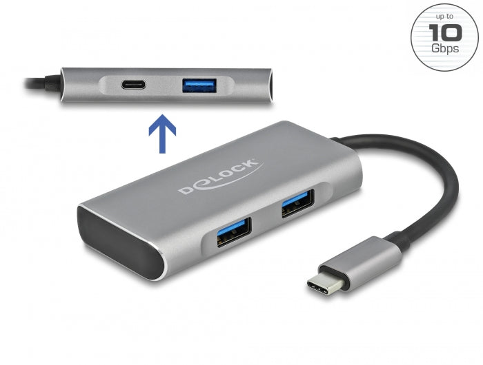 Delock Externer USB 10 Gbps USB Type-C™ Hub mit 3 x USB Typ-A und 1 x USB Type-C™