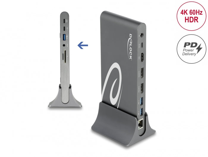 Delock USB Type-C™ DP 1.4 Dockingstation Triple 4K Display - HDMI / DisplayPort / USB / LAN / SD / PD 3.0