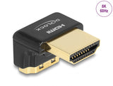 Delock HDMI Adapter Stecker zu Buchse 90° unten gewinkelt 8K 60 Hz Metall
