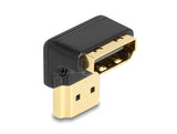 Delock HDMI Adapter Stecker zu Buchse 90° unten gewinkelt 8K 60 Hz Metall