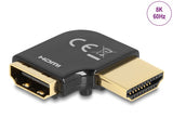 Delock HDMI Adapter Stecker zu Buchse 90° links gewinkelt 8K 60 Hz Metall