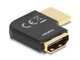 Delock HDMI Adapter Stecker zu Buchse 90° links gewinkelt 8K 60 Hz Metall