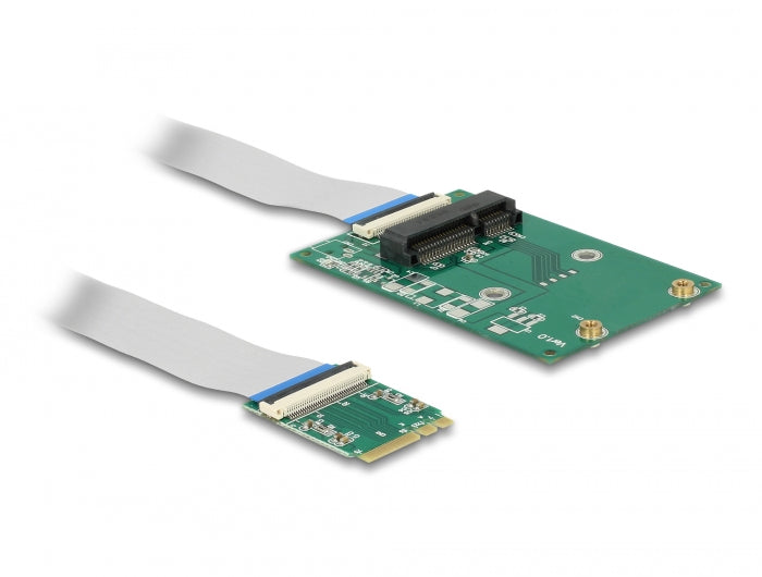 Delock Konverter M.2 Key A+E Stecker > 1 x Mini PCIe Slot half size / full size mit flexiblem Kabel