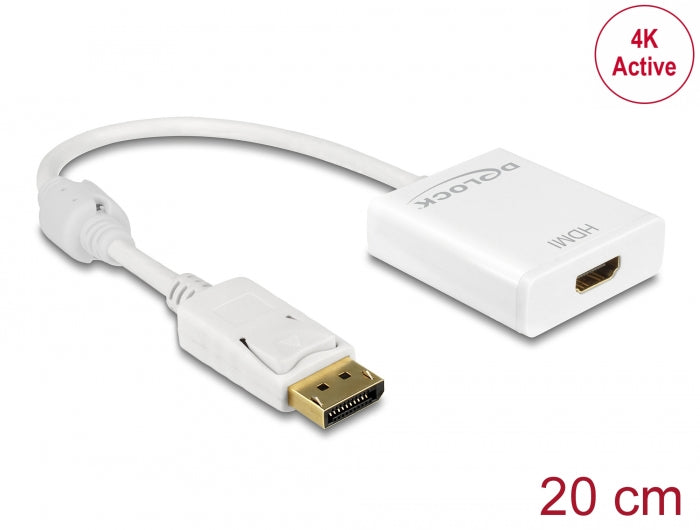Delock Adapter DisplayPort 1.2 Stecker > HDMI Buchse 4K Aktiv weiß