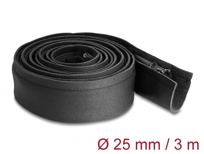 Delock Kabelschlauch Neopren flexibel mit Reißverschluss 3 m x 100 mm schwarz
