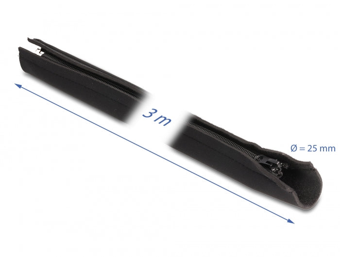 Delock Kabelschlauch Neopren flexibel mit Reißverschluss 3 m x 100 mm schwarz