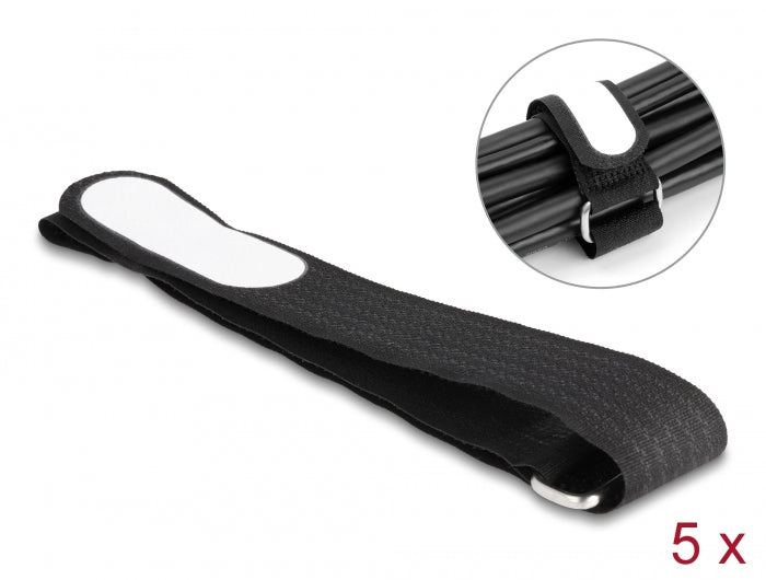Delock Klettkabelbinder mit Schlaufe und Beschriftungsfeld L 457 x B 25 mm schwarz 5 Stück