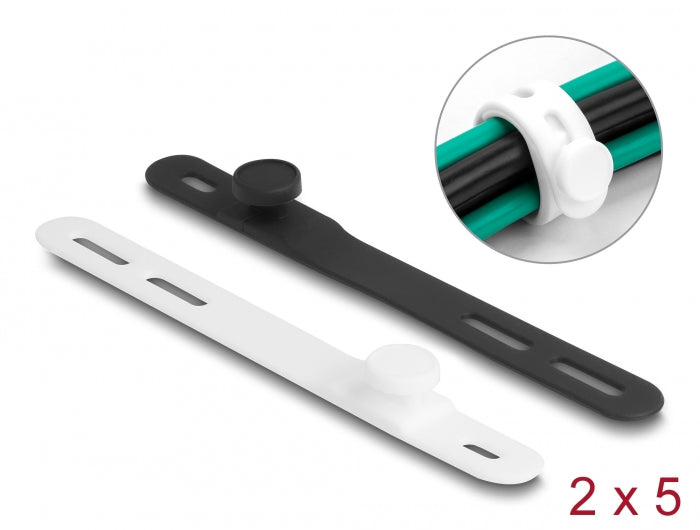 Delock Softbinder flexibel wiederverwendbar Set 10 Stück schwarz / weiß
